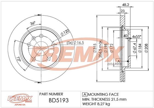 FREMAX BRAKE ROTOR VENTED PAIR REAR BD-5193