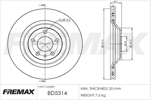 BRAKE ROTOR VENTED PAIR REAR BD-5314