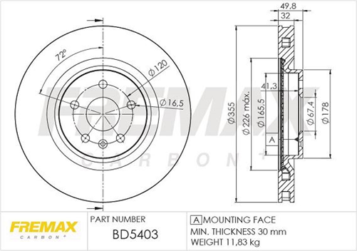 FREMAX CARBON+ HOLDEN 355MM REDLINE FRONT BD-5403
