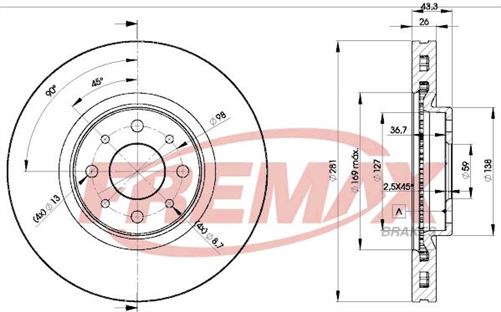FREMAX BRAKE ROTOR VENTED PAIR FRONT BD-5546