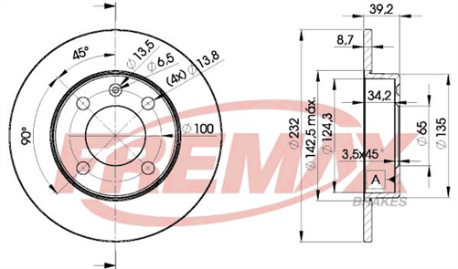 FREMAX BRAKE DISC REAR PAIR VW POLO (6N) 1.2L 1999- BD-5608