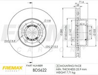 FREMAX CARBON+ FRONT ROTOR PEUGEOT BOXER X250 FRONT BD-5622