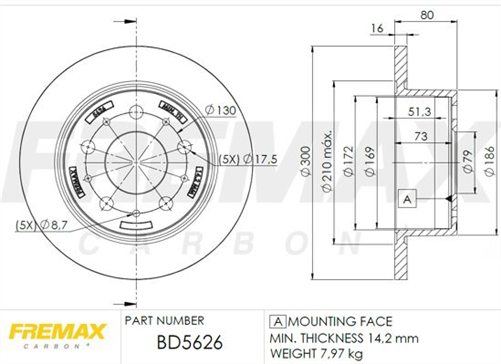 FREMAX BRAKE ROTOR SOLID PAIR REAR BD-5626