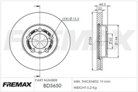 FREMAX BRAKE ROTOR VENTED PAIR FRONT BD-5650