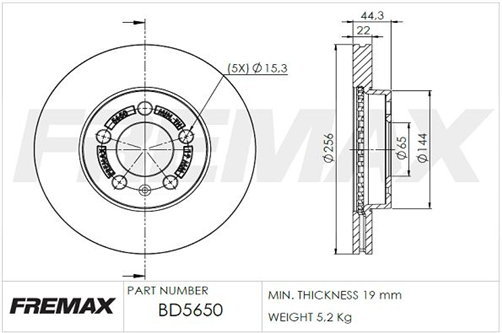 BRAKE ROTOR VENTED PAIR FRONT BD-5650