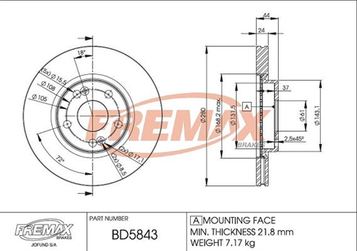 FREMAX BRAKE ROTOR VENTED PAIR FRONT BD-5843