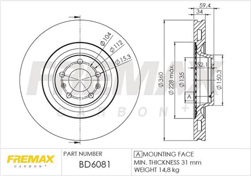 FREMAX BRAKE ROTOR VENTED EACH FRONT BD-6081