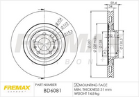 FREMAX BRAKE ROTOR VENTED EACH FRONT BD-6081