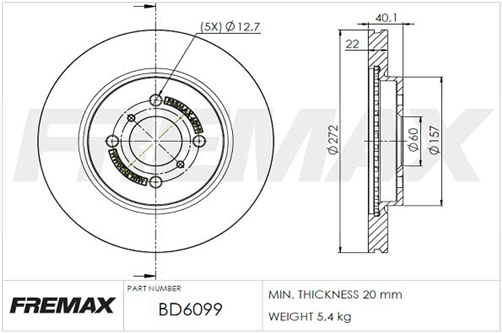 FREMAX BRAKE ROTOR VENTED PAIR FRONT BD-6099