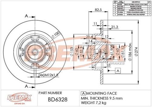 FREMAX BRAKE ROTOR SOLID EACH REAR BD-6328