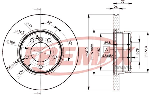 FREMAX BRAKE ROTOR VENTED EACH FRONT BD-6402