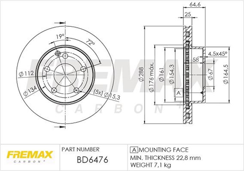 FREMAX BRAKE ROTOR VENTED PAIR FRONT BD-6476