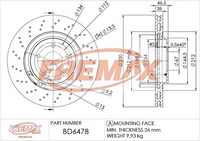 FREMAX BRAKE ROTOR VENTED EACH FRONT BD-6478