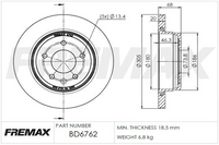 FREMAX CARBON PLUS BRAKE ROTOR REAR PAIR BD-6762