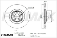 FREMAX BRAKE ROTOR VENTED EACH FRONT BD-6764