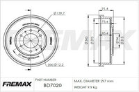 FREMAX BRAKE DRUM EACH MITSUBISHI TRITON BD-7020