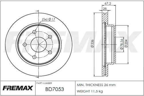 FREMAX CARBON + (EACH) DODGE REAR BD-7053