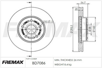 FREMAX CARBON+ FRONT ROTOR SUBARU LIBERTY PAIR BD-7086