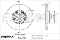 FREMAX BRAKE ROTOR VENTED EACH FRONT BD-7300