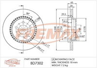 FREMAX BRAKE ROTOR VENTED EACH REAR BD-7302