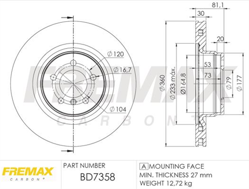 FREMAX BRAKE ROTOR VENTED EACH FRONT BD-7358