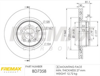 FREMAX BRAKE ROTOR VENTED EACH FRONT BD-7358