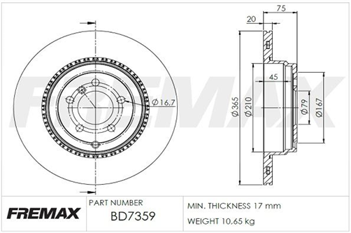 FREMAX CARBON+ REAR RANGEROVER 365MM EACH BD-7359