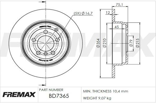 FREMAX BRAKE ROTOR SOLID PAIR REAR BD-7365