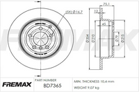 FREMAX BRAKE ROTOR SOLID PAIR REAR BD-7365