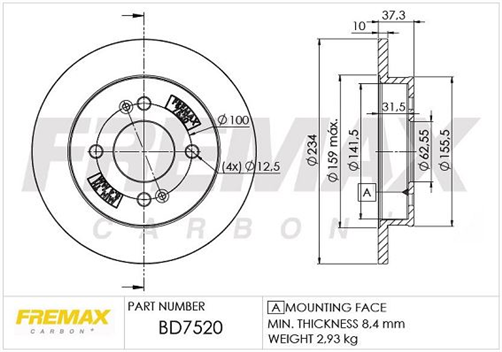 FREMAX CARBON+ ROTOR PAIR BRAKE ROTOR REAR KIA BD-7520