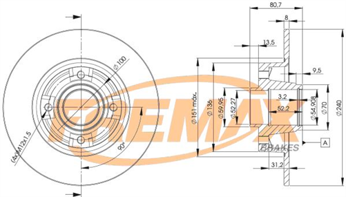 FREMAX BRAKE ROTOR SOLID EACH REAR BD-7823