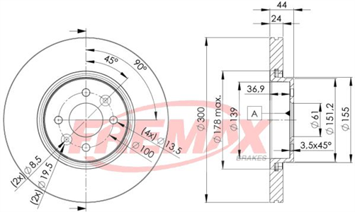 FREMAX BRAKE ROTOR VENTED PAIR FRONT BD-7897