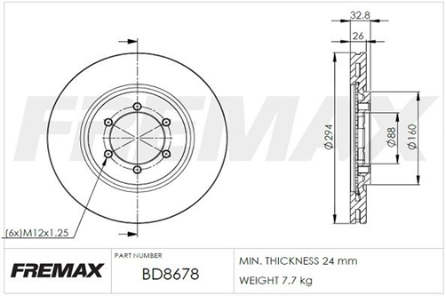FREMAX BRAKE ROTOR VENTED PAIR FRONT BD-8678