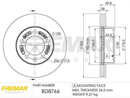 FREMAX BRAKE ROTOR VENTED PAIR FRONT BD-8766