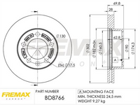 FREMAX BRAKE ROTOR VENTED PAIR FRONT BD-8766
