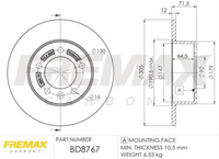 FREMAX BRAKE ROTOR SOLID PAIR REAR BD-8767