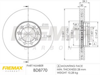 FREMAX CARBON+ BRAKE ROTOR IVECO FRONT 301MM BD-8770