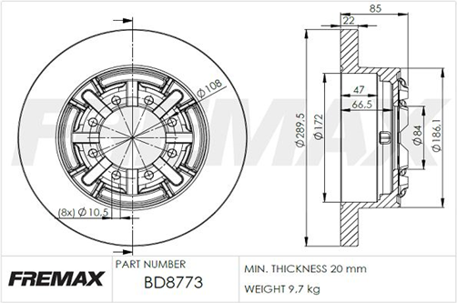 FREMAX CARBON PLUS BRAKE ROTOR REAR BD-8773
