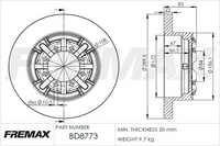 FREMAX CARBON PLUS BRAKE ROTOR REAR BD-8773