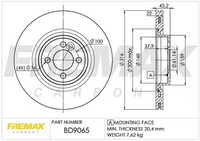 FREMAX BRAKE ROTOR VENTED PAIR FRONT BD-9065