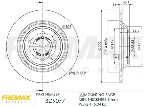 FREMAX BRAKE ROTOR SOLID PAIR REAR BD-9077