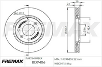 FREMAX BRAKE ROTOR VENTED PAIR FRONT BD-9406