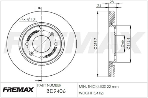 BRAKE ROTOR VENTED PAIR FRONT BD-9406