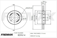 FREMAX BRAKE ROTOR VENTED PAIR FRONT BD-9614