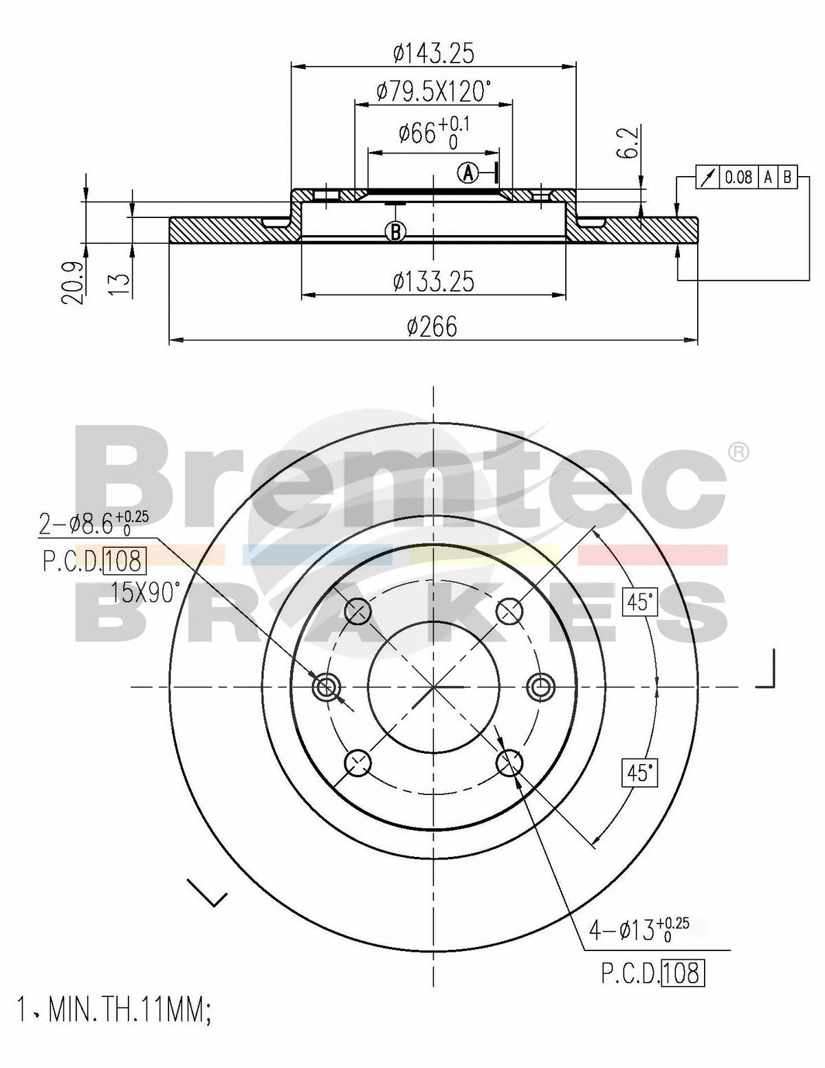 EURO-LINE BRAKE DISC ROTOR PAIR BDR10110EL
