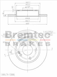 BREMTEC EURO-LINE BRAKE DISC ROTOR BDR10340EL