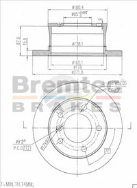 BREMTEC EURO-LINE BRAKE DISC ROTOR MERCEDES SPRINTER BDR10750EL
