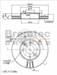 BREMTEC EURO-LINE BRAKE ROTOR PAIR BDR16070EL