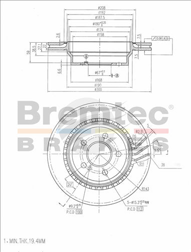 EURO-LINE BRAKE DISC ROTOR PAIR BDR16340EL