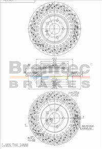 BREMTEC EURO-LINE HC BRAKE DISC ROTOR PAIR BDR16661ELH